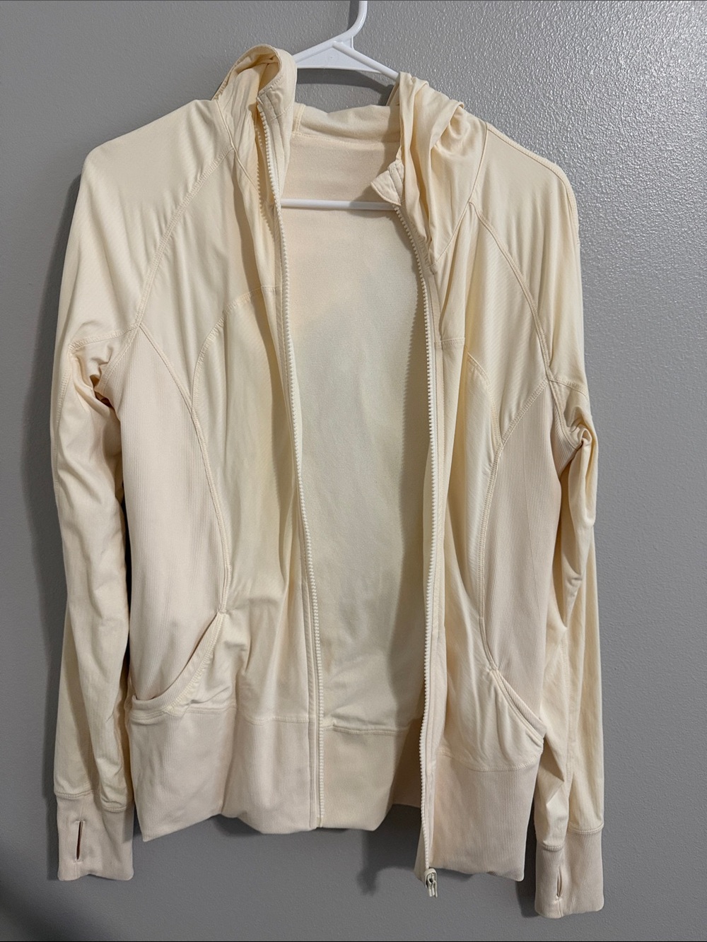 Lululemon Reversible Light Cream Zip-Up Hooded Jacket
